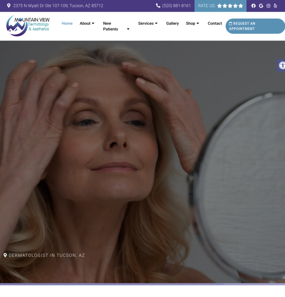 Mountain View Dermatology website homepage