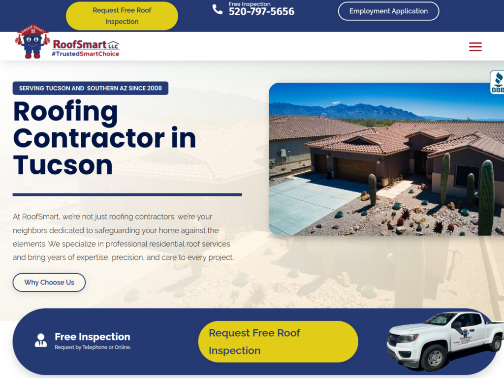 RoofSmart Tucson website homepage