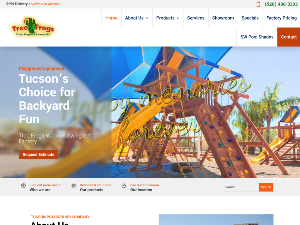 Tree Frogs Tucson Playground Company website homepage