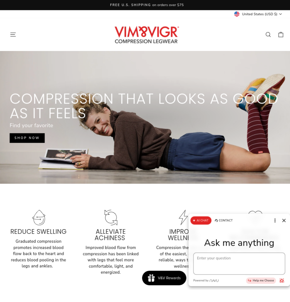 VIM & VIGR Shopify store homepage